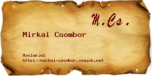 Mirkai Csombor névjegykártya